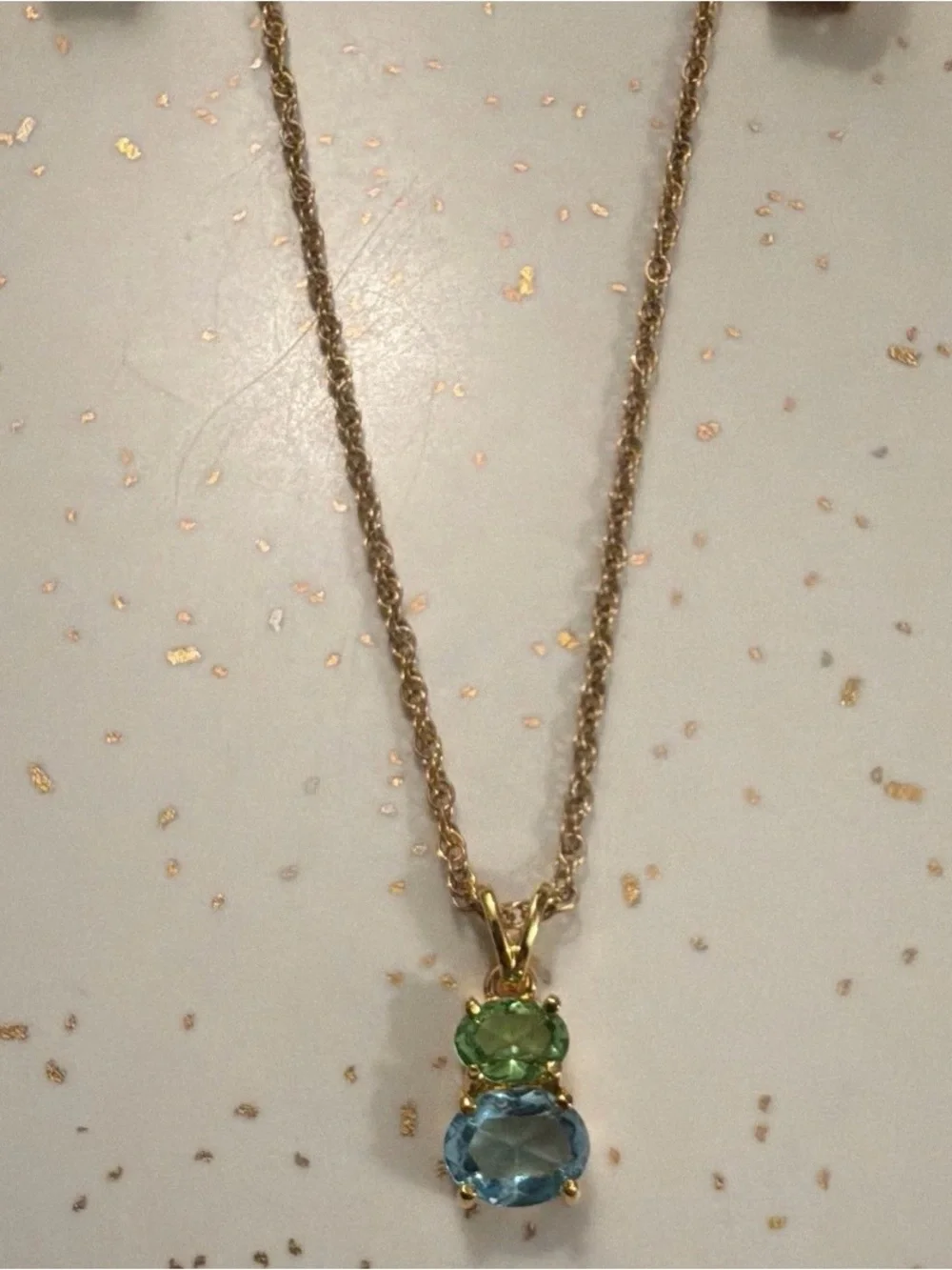 Vintage Joan Rivers Oval Blue & Green Pendant With Matching Earrings